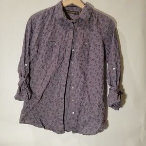 Purple floral button up